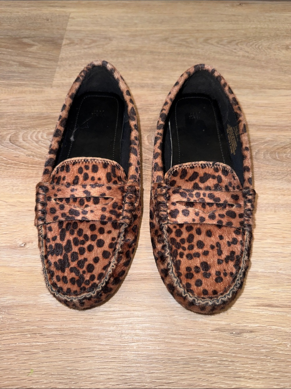 H&M Leopard Print Penny Loafers in Brown and Black